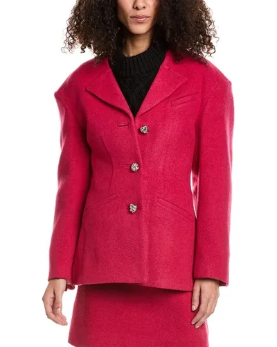 Ganni Wool-blend Twill Blazer In Pink