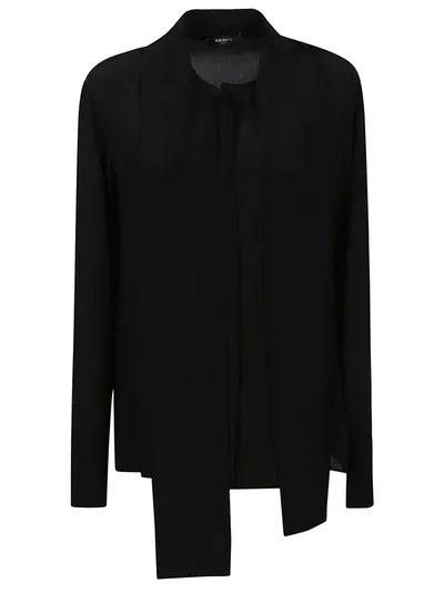 Balmain Pussy Bow Crepe De Chine Buttoned Shirt In Pa Noir