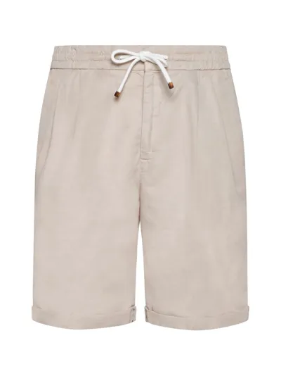 Brunello Cucinelli Elasticated Waistband Drawstring Shorts In Beige