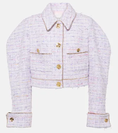 Nina Ricci Cropped Cotton-blend Tweed Jacket In Purple