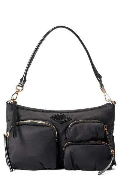 Mz Wallace Petite Chelsea Nylon Shoulder Bag In Black/gold