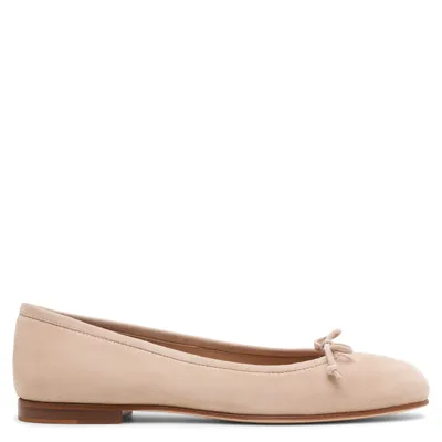 Manolo Blahnik Veralli Bow-detailed Suede Ballet Flats In Tan