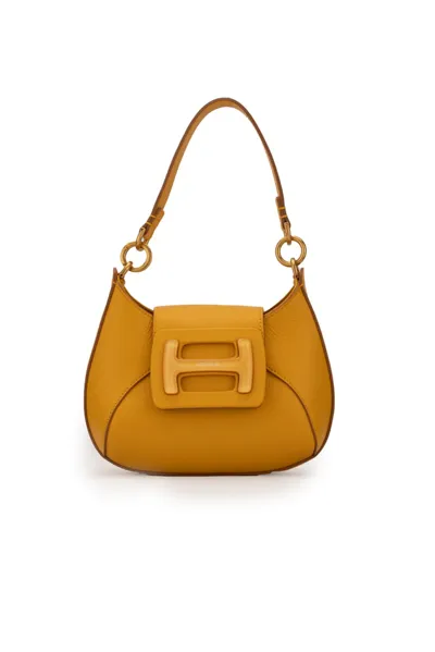 Hogan Leather Mini H-bag In Yellow