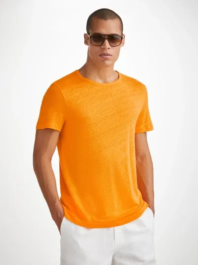 Derek Rose Linen Jordan T-shirt In Orange