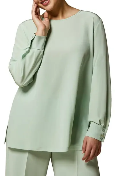 Marina Rinaldi Kelly Silk Crepe De Chine Blouse In Pastel Green