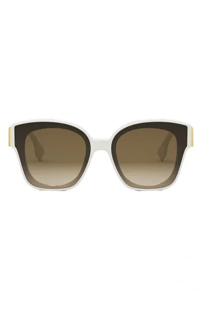 Fendi First Acetate Cat-eye Sunglasses In Ivory Gradient Brown