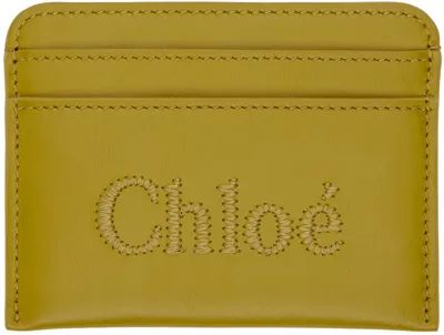 Chloé Khaki Sense Card Holder In 36l Amber Green