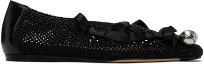 Simone Rocha Black Bell Charm Crochet Ballerina Flats