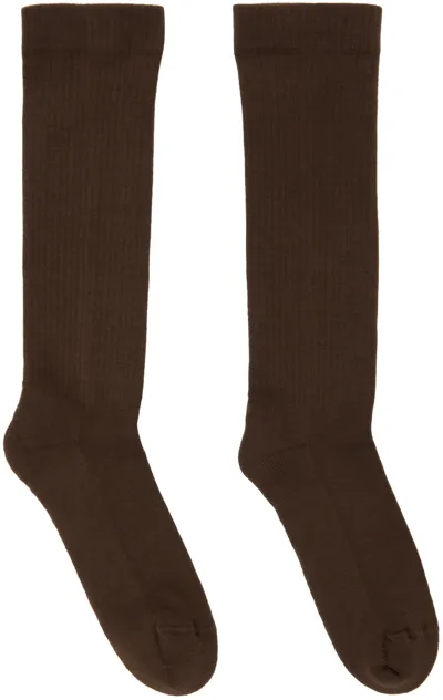 Rick Owens Drkshdw Brown 'lido' Socks In 4413 Khaki Brown/dar