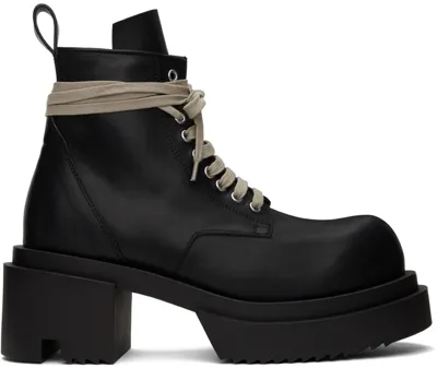 Rick Owens Beatle Bogun Leather Platform Boots In 09 Black