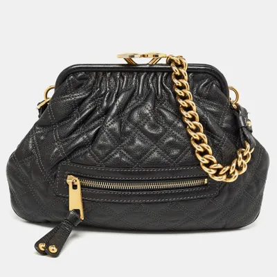 Pre-owned Marc Jacobs Black Quilted Leather Little Stam Shoulder Bag