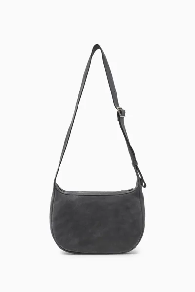 Cos Crossbody Saddle Bag - Suede In Gray