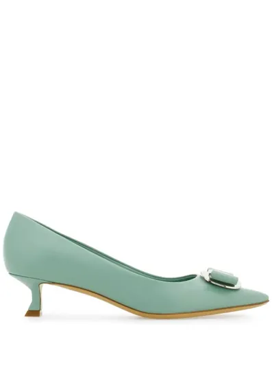 Ferragamo New Vara Plate Décolleté In Green