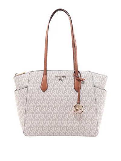 Michael Kors Shoulder Bag With All-over Monogram Print In Brown