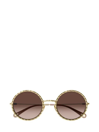 Chloé Eyewear Round Frame Sunglasses In Gold