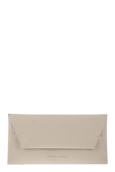 Brunello Cucinelli Leather Cross-body Bag In Stone