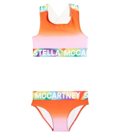 Stella Mccartney Kids' Logo Tie-dye Bikini In Orange