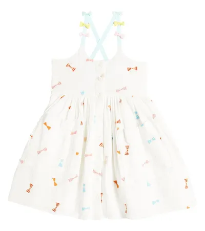 Stella Mccartney Kids' Embroidered Bow-detail Cotton Dress In White