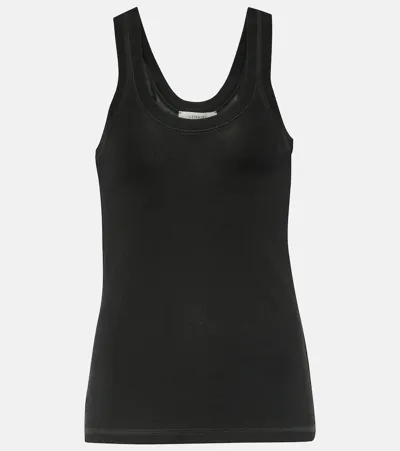 Lemaire Black Scoop Neck Tank Top In Black,navy