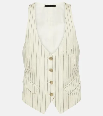 Tom Ford Pinstripe Wool And Silk-blend Vest In Ecru/black