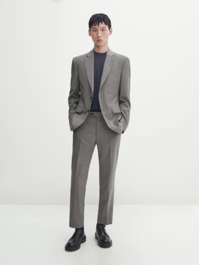 Massimo Dutti Grauer Anzugblazer Aus Reiner Wolle In Gray