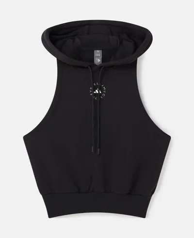 Stella Mccartney Truecasuals Sportswear Sleeveless Hoodie In Black