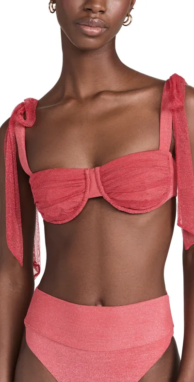 Beach Riot Drea Swim Top Red Hot Shine