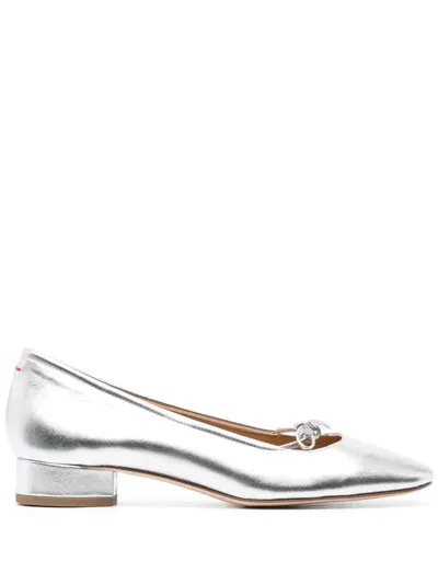 Aeyde Silver Darya Nappa Ballerina Flats In Metallic