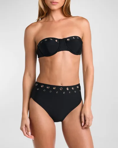 L'agence Swim Alexandria Grommet Structured Bikini Top In Black