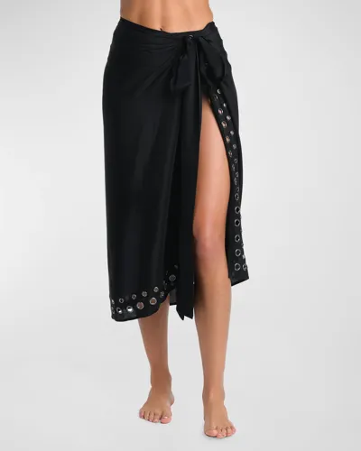 L'agence Swim Emmeline Grommet Long Pareo Coverup In Black