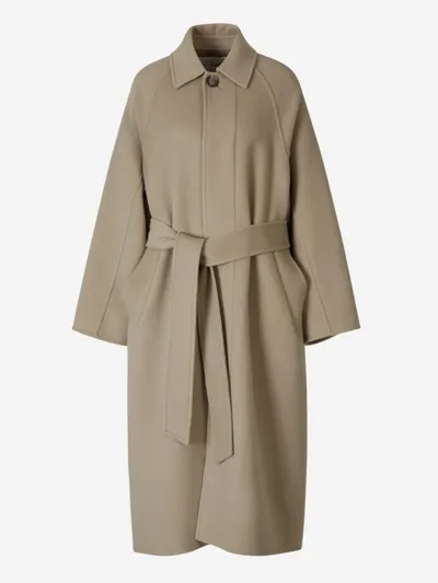 Ami Alexandre Mattiussi Ami Paris Wool Belt Coat In Beige