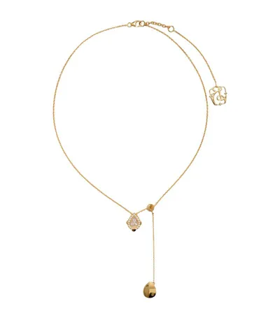 Burberry Gold-plated Shield Pendant Necklace In Gold/clear