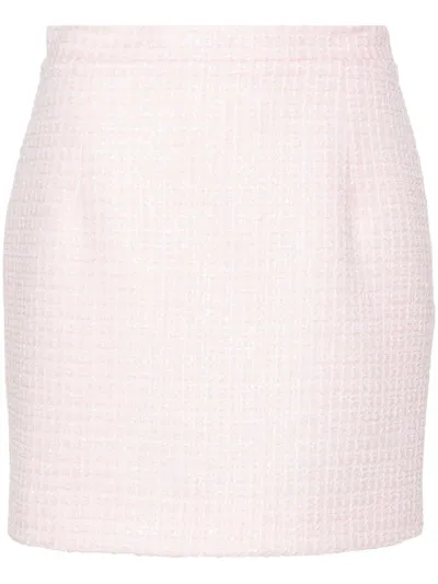 Alessandra Rich Tweed Sequinned Mini Skirt In Powder