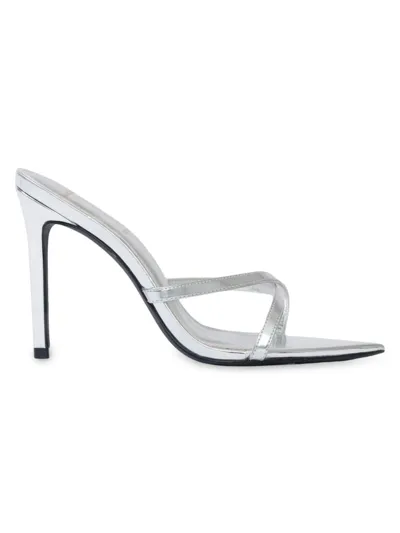 Black Suede Studio Arianna Sandal In Silver Mirror