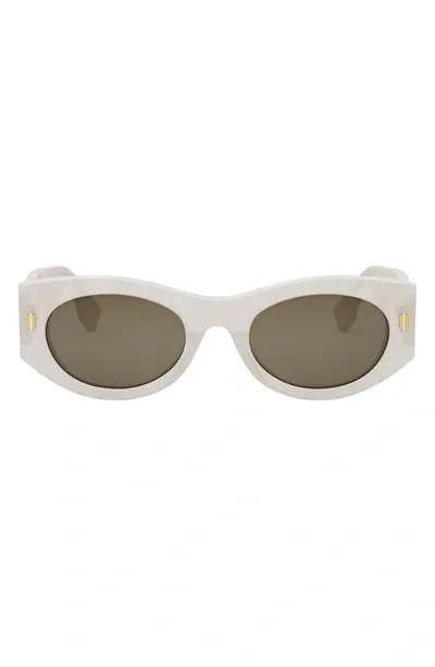 Fendi Roma Acetate Shield Sunglasses In White Brown