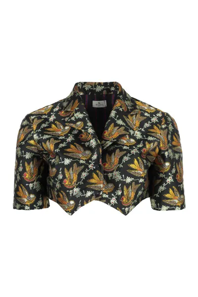 Etro Cropped-hemd Mit Blumen-print In Multicolore