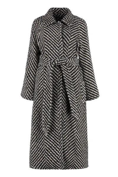 Gianluca Capannolo Chevron-pattern Belted Coat In Multicolor