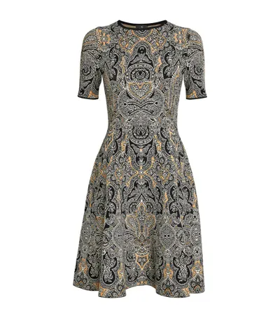 Etro Paisley Print Skater Mini Dress In Black