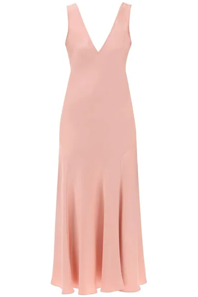 Max Mara Acqui Satin Midi Dress In Pink