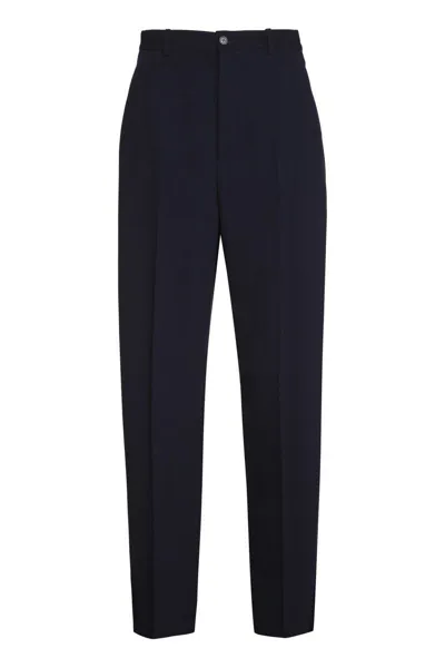 Balenciaga Wool Trousers In Blue