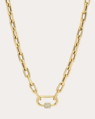 Zoe Lev 14k Yellow Gold Large Open Link Chain With Diamond Carabiner Necklace, 16