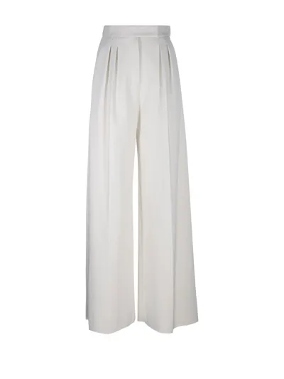 Max Mara Pleated Wide Leg Pants  In White