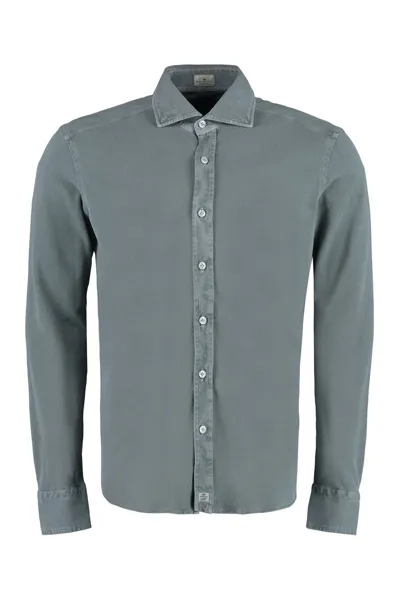 Sonrisa Long Sleeve Stretch Cotton Shirt In Green