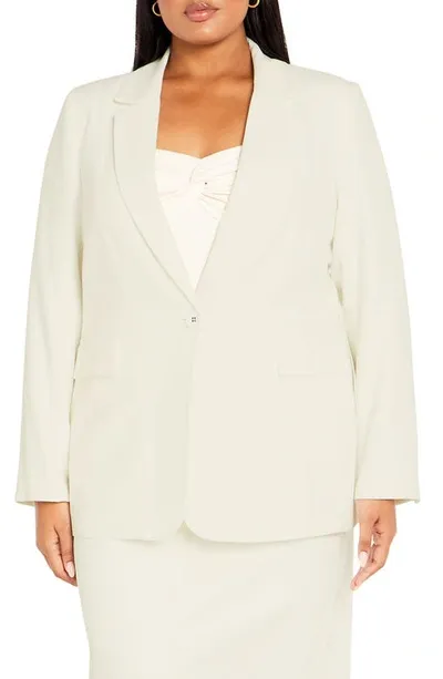 City Chic Clea One-button Blazer In Vanilla