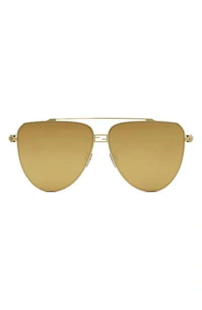 Fendi The  Baguette 59mm Pilot Sunglasses In Gold Brown Mirror