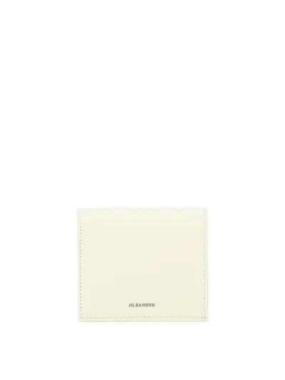 Jil Sander Folded Wallet With Embossed  Logo V In White