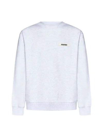 Jacquemus Logo-patch Cotton Sweatshirt In Grey