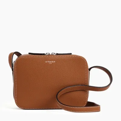 Le Tanneur Small Cross Body Sophie Pebbled Leather Bag In Brown