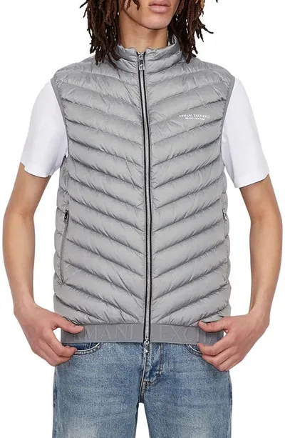 Armani Exchange Milano New York Puffer Vest In Grey