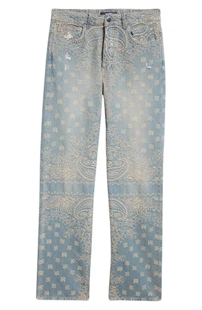 Amiri Bandana Jacquard Straight Leg Jeans In Crafted Indigo